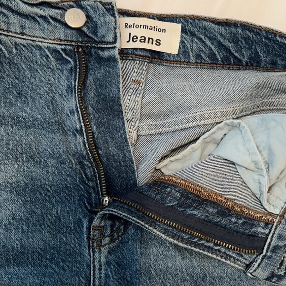 Reformation Distressed Liza High Rise Straight Long Jeans - Picture 4 of 7